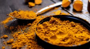 Turmeric on a dark table top