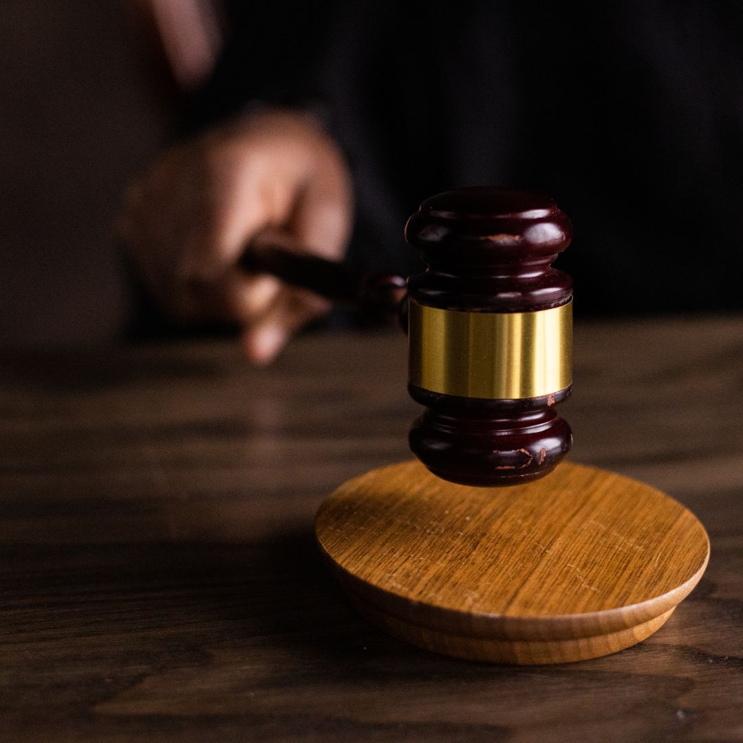 A gavel tapping down as an objection
