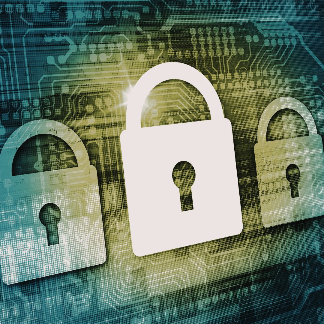 A padlock symbol on a digital screen