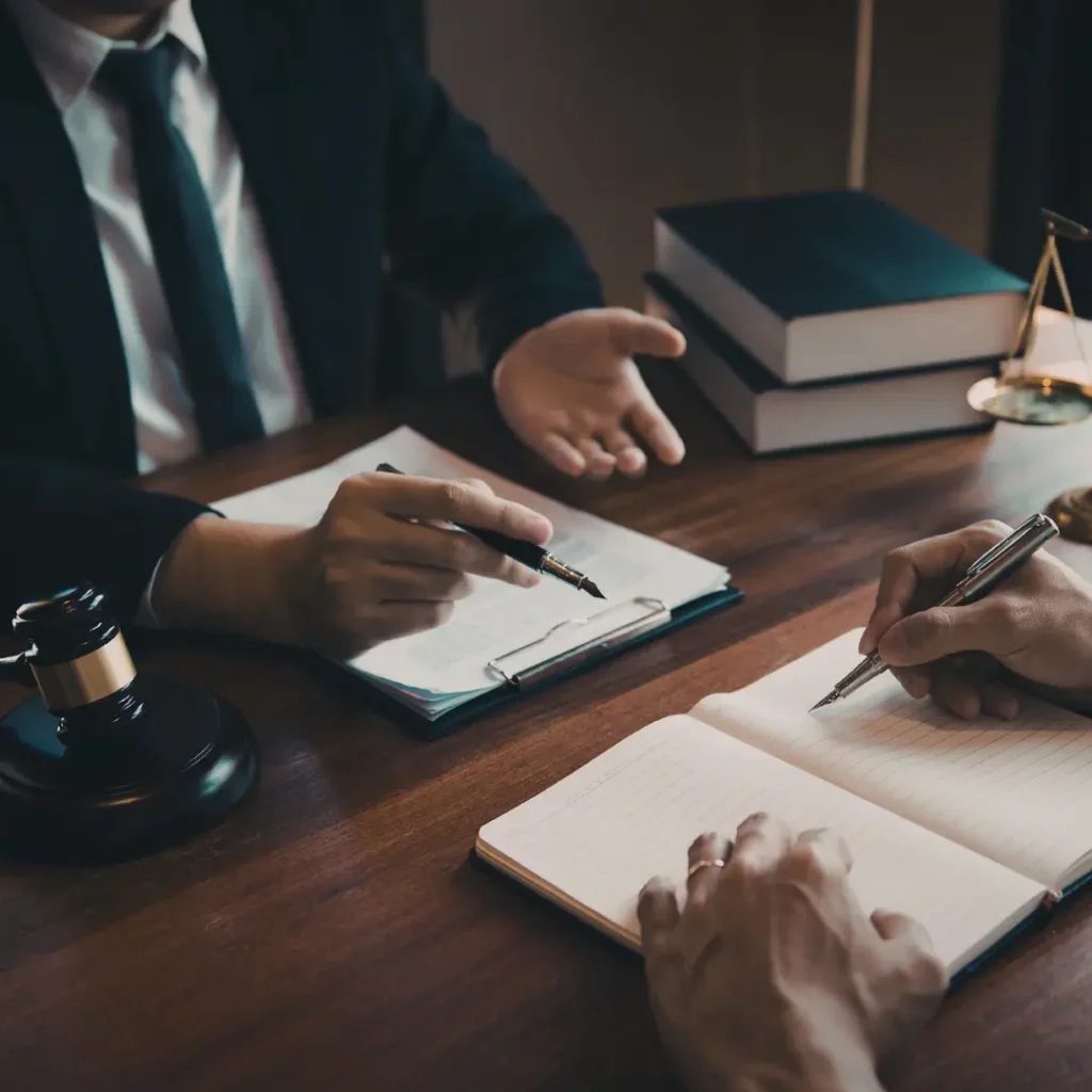 An IP lawyer sat down with their client in a meeting