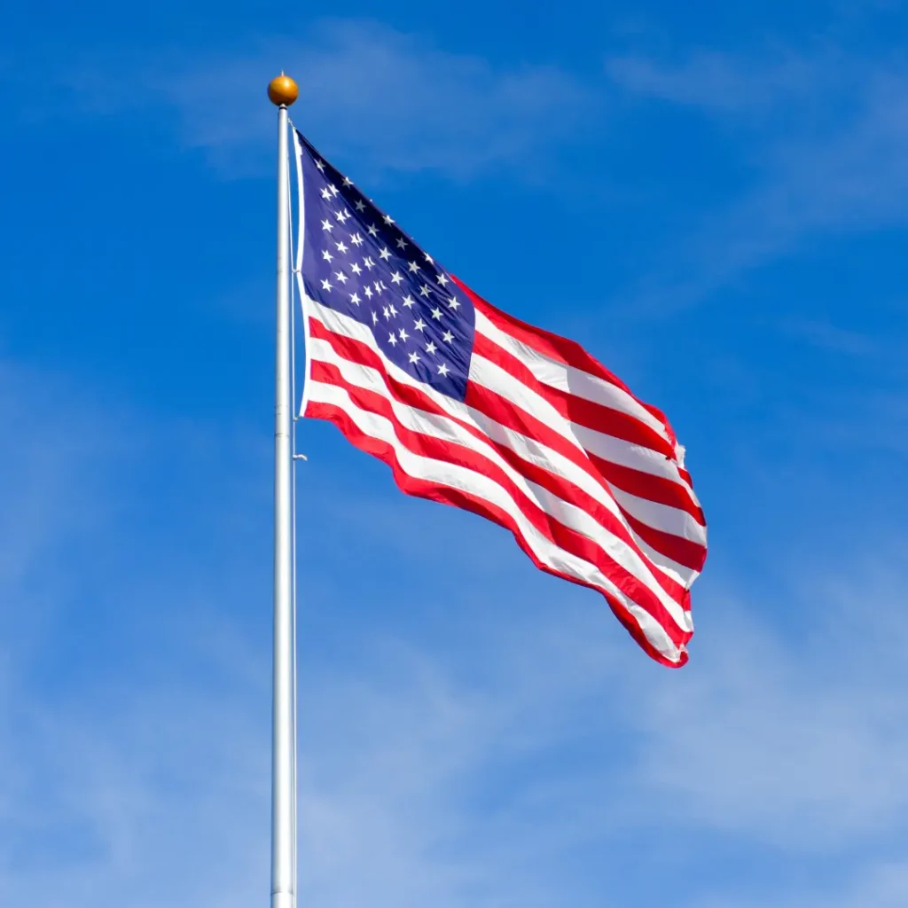 A US flag flying in the wind