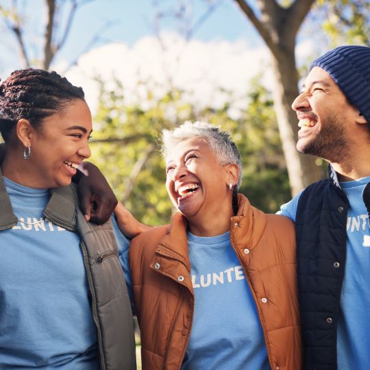 A group of volunteers working for a charity