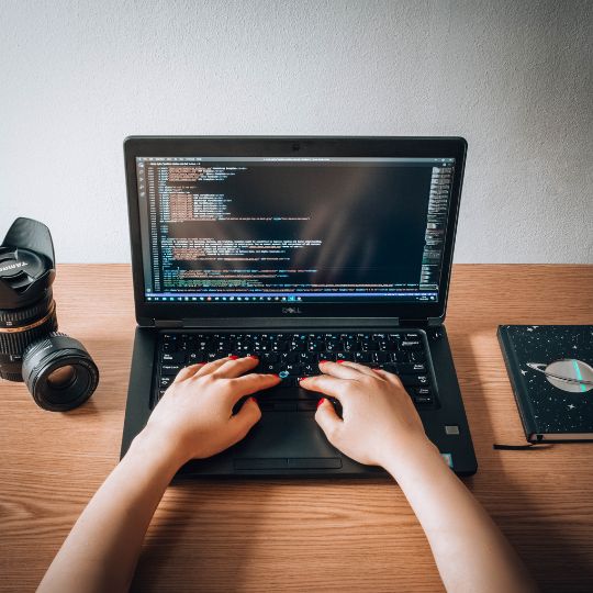Development code on a laptop screen
