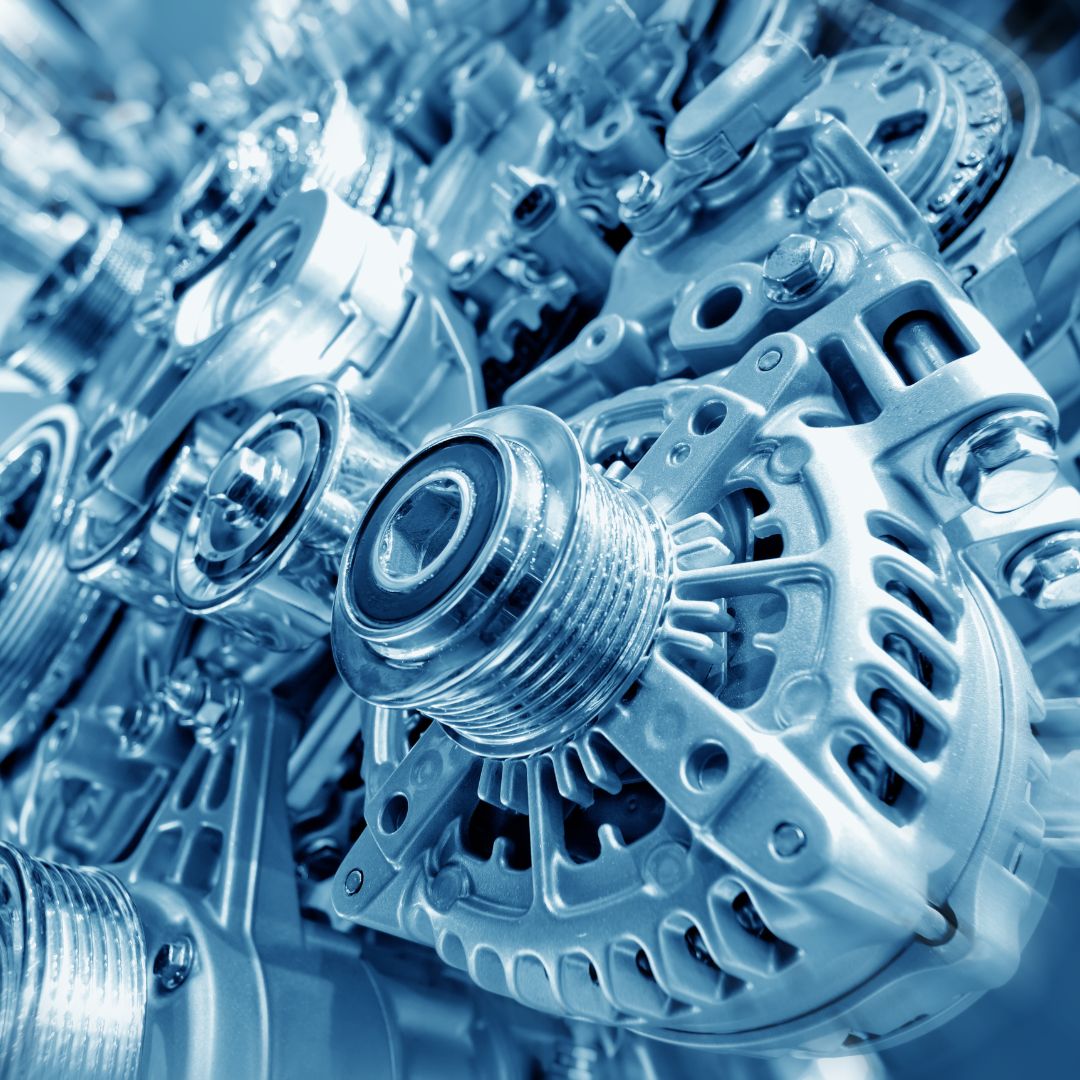 Close up shot of a complex engine
