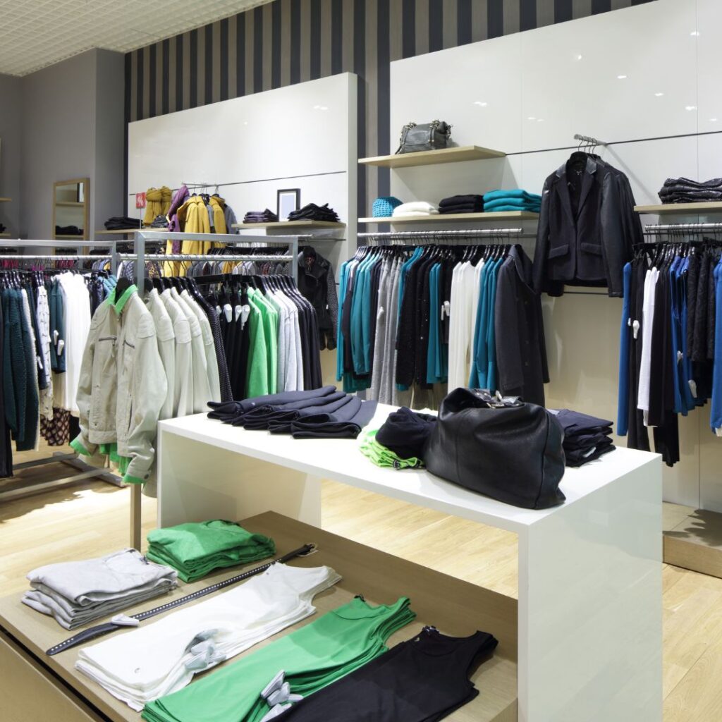 The inside of a men's fashion clothing store