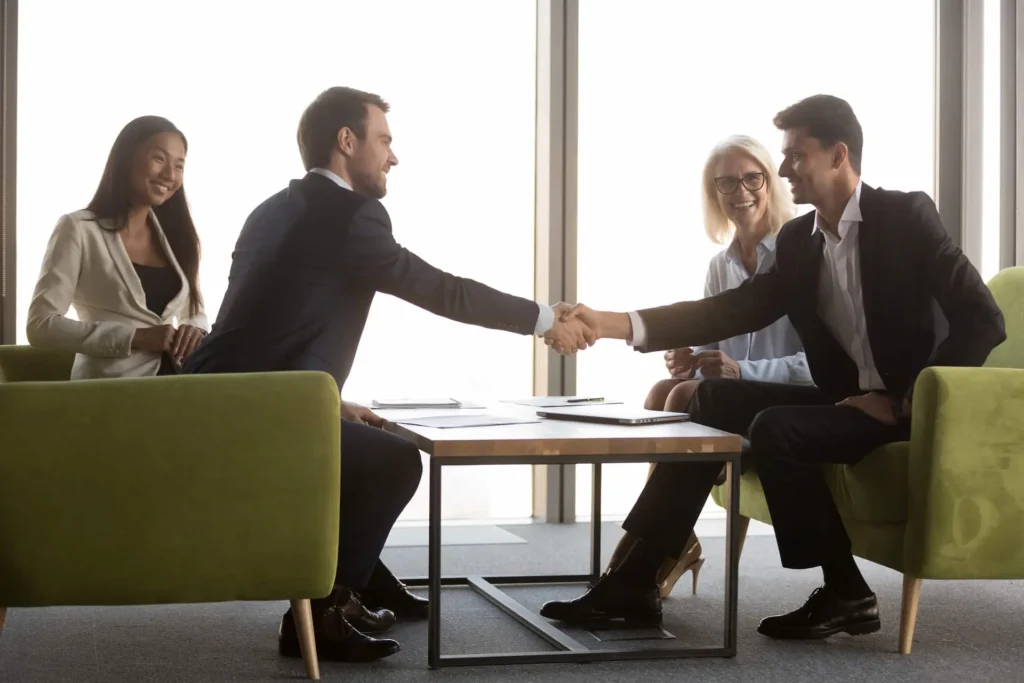 Team of IP specialists conducting an IP consultation with clients.