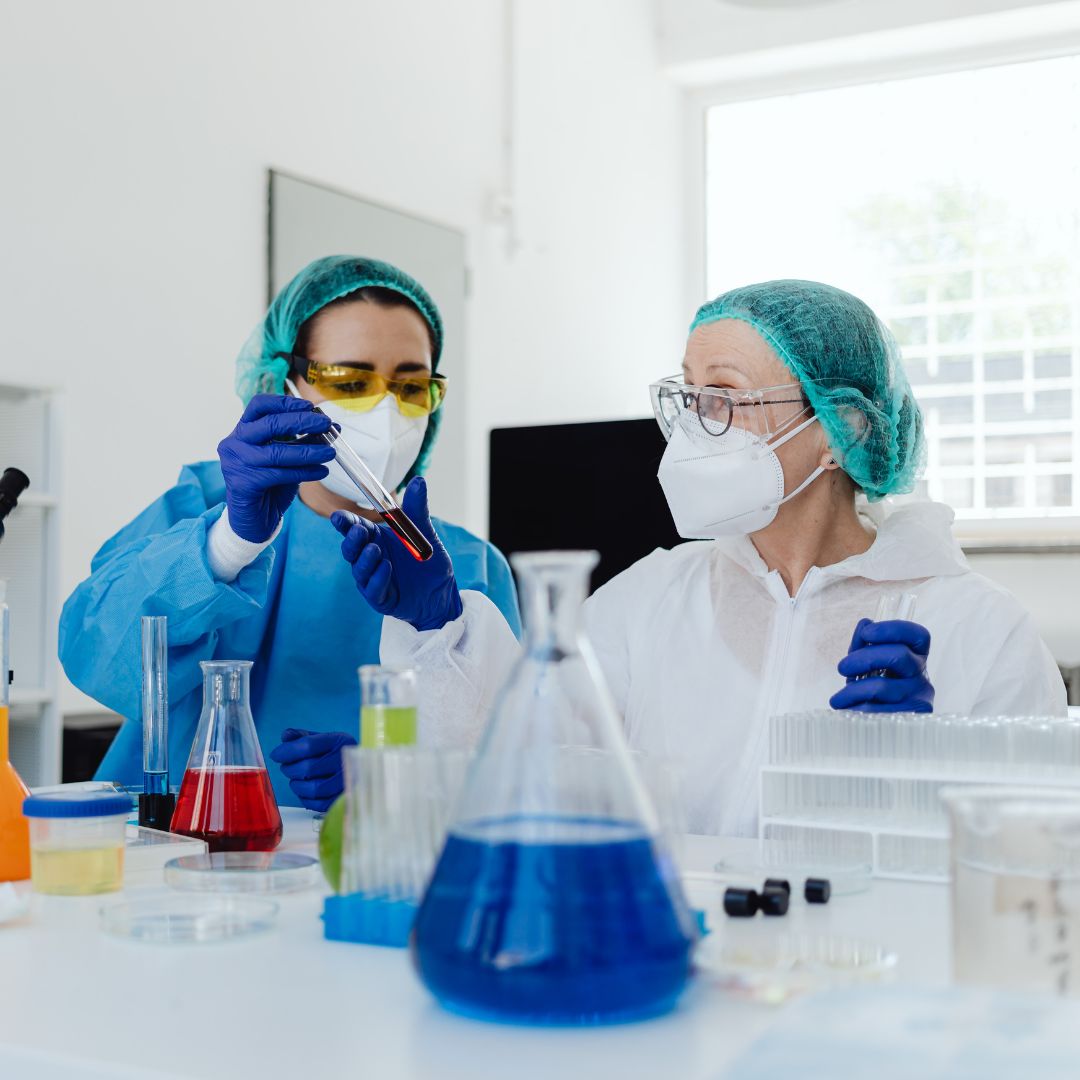 Two female chemists in a lab
